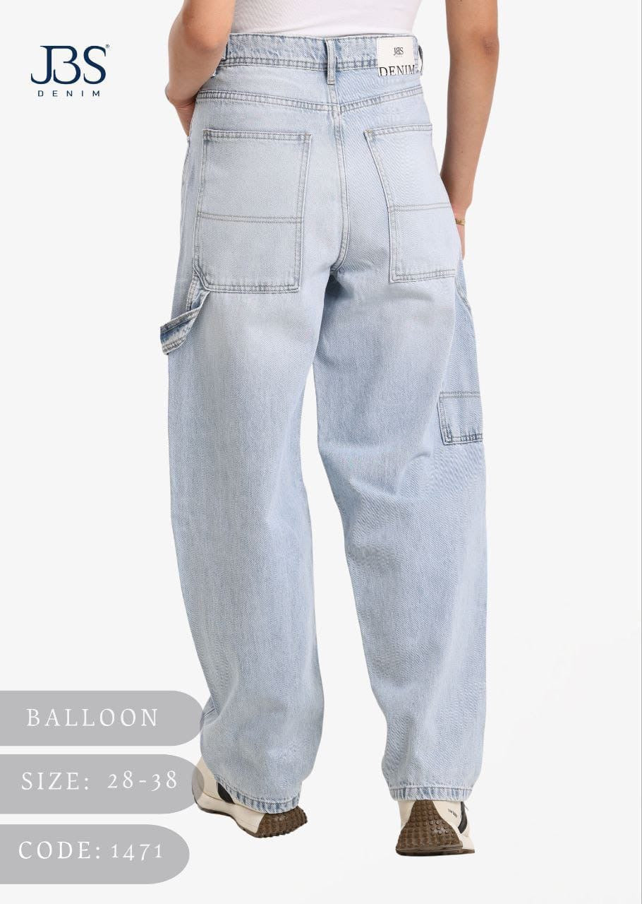Ice blue balloon pants