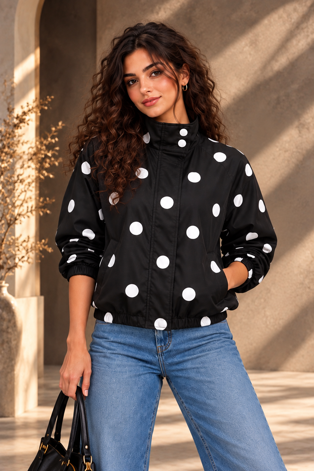 Polka Dot Waterproof Manreal Jacket