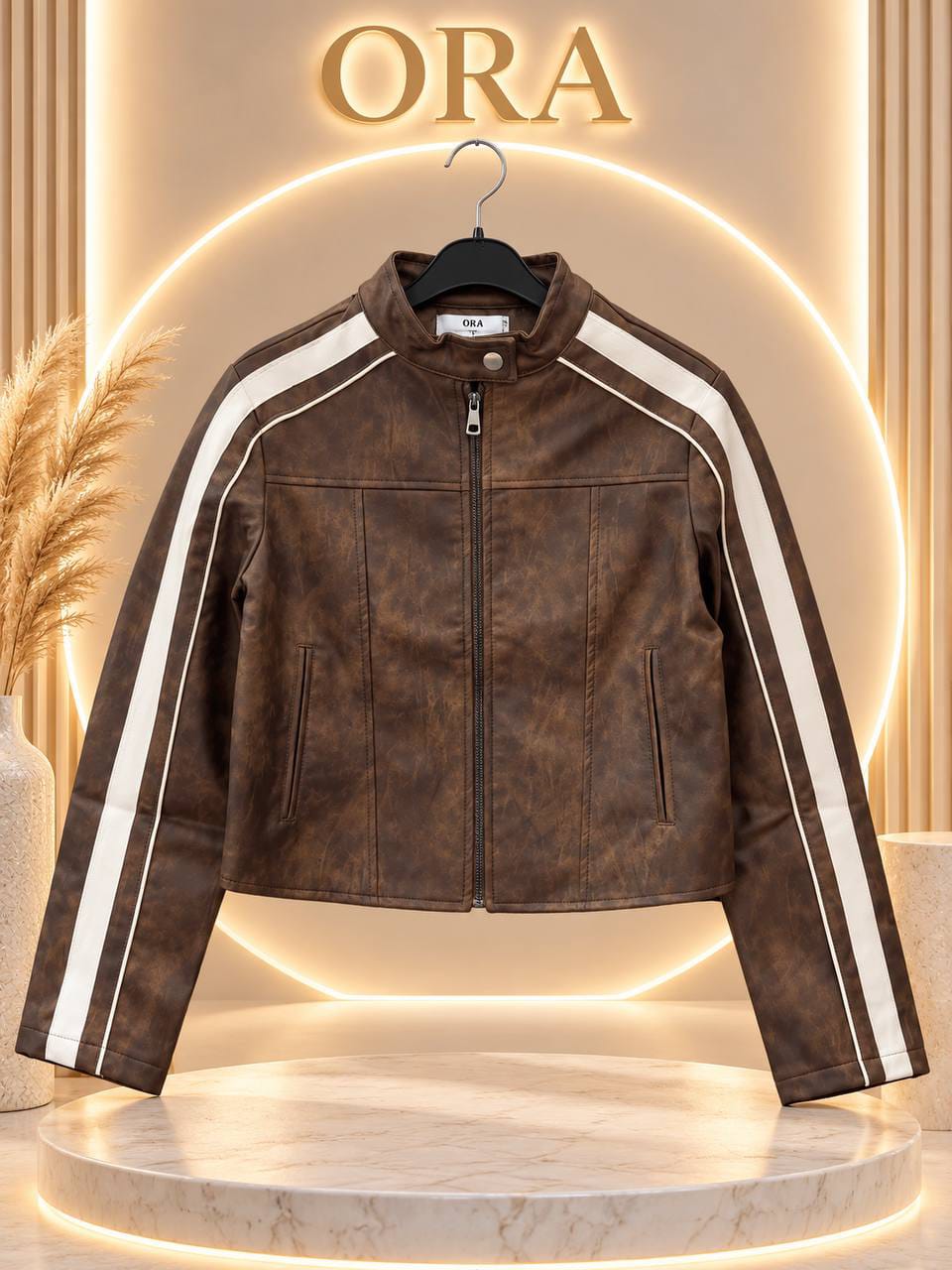 Brown Striped suede Jacket