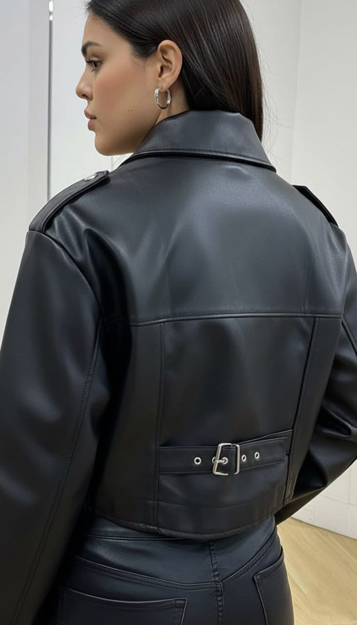 Black leather jacket one size