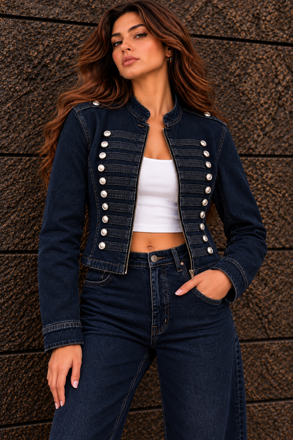 Blue Black Denim Jacket