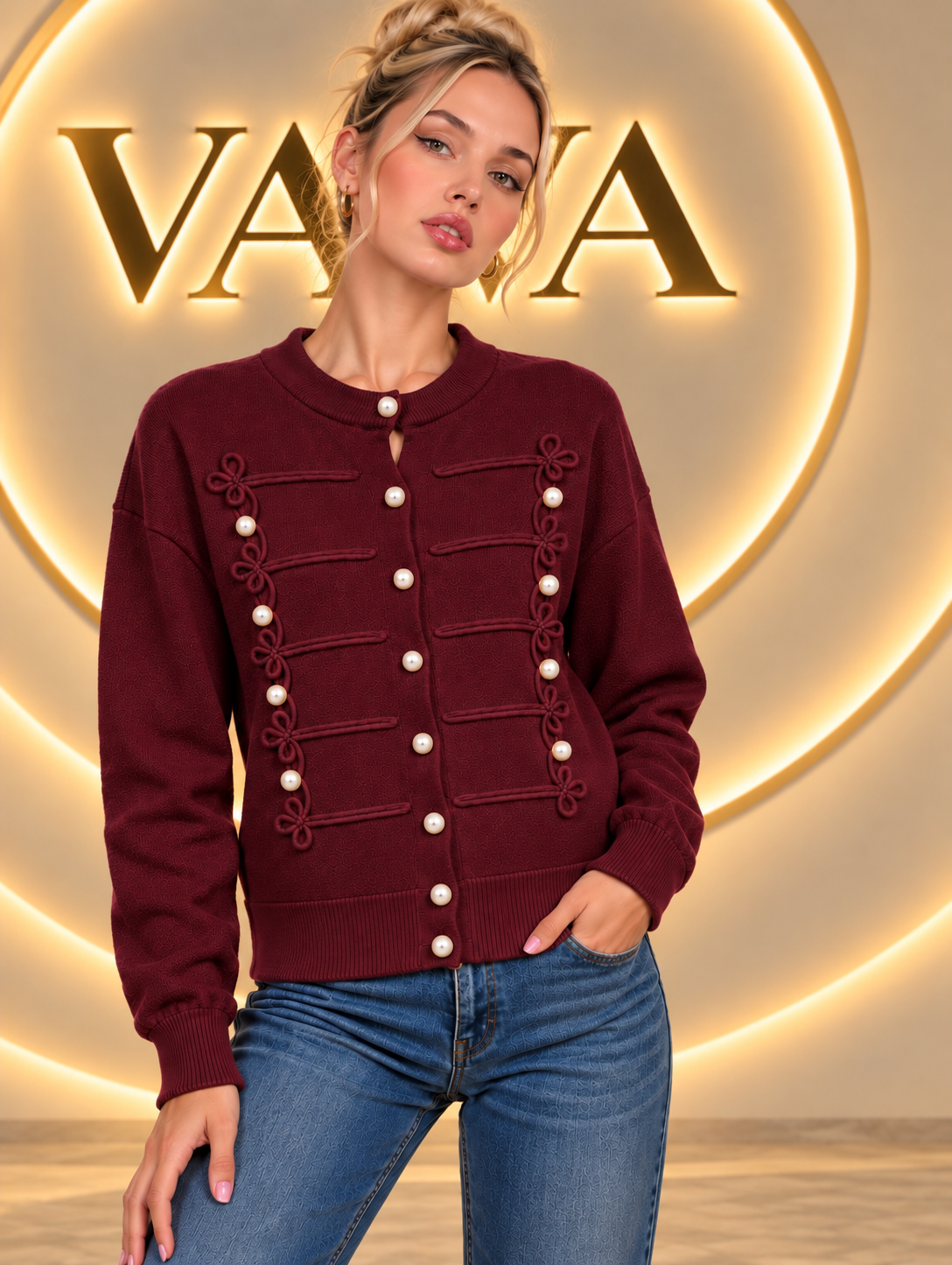 Burgundy Pearl Princess Cardigan