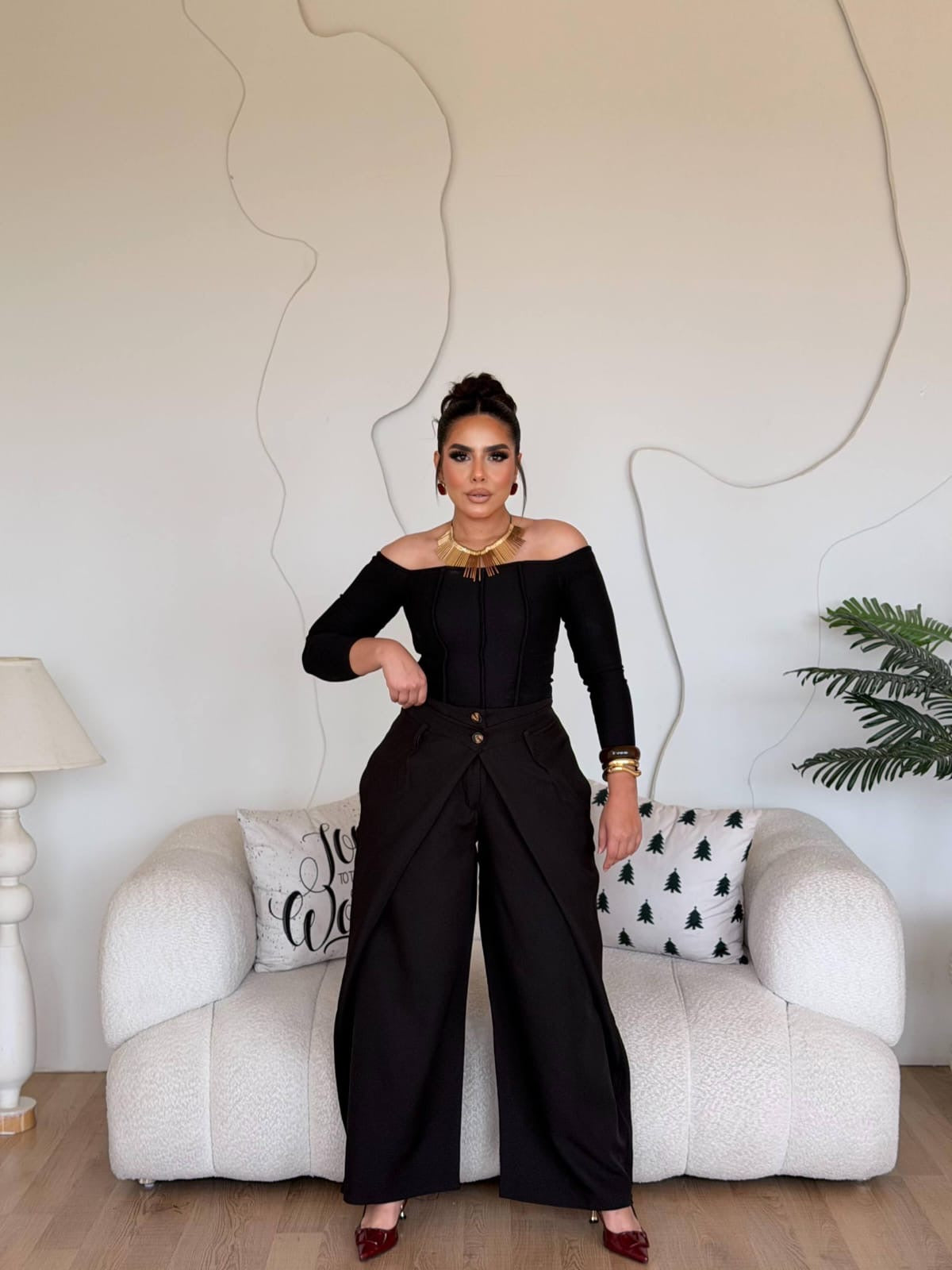 Black Wrapped-Wide leg pants