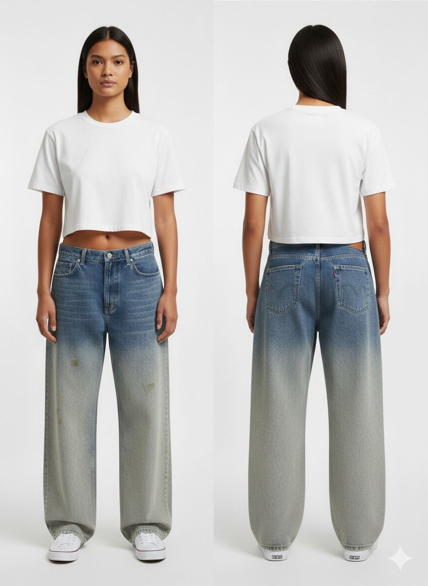 Wide leg sandy blue denim