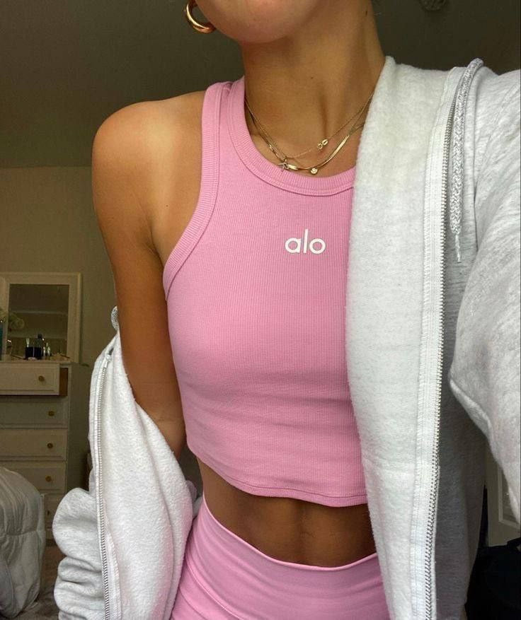 Pink cotton alo tanktop one size