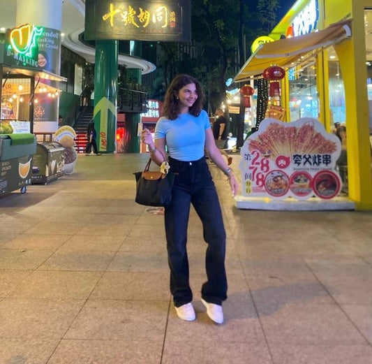 baby blue short sleeved basic top