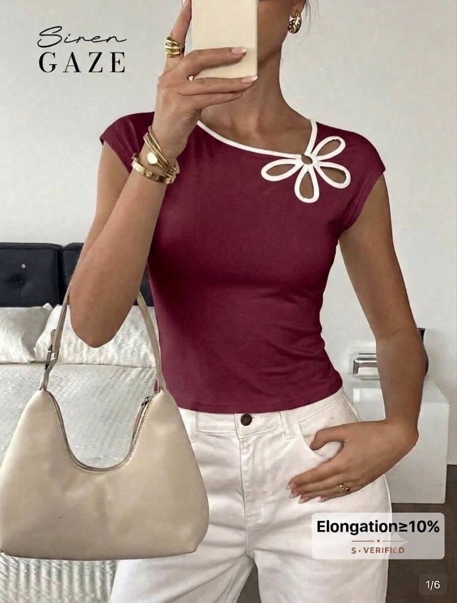 Burgundy Bloom Bow Top