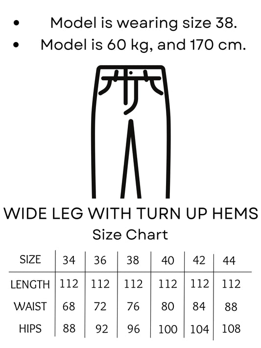 Raw Turn Up Hems Wide Leg Denim