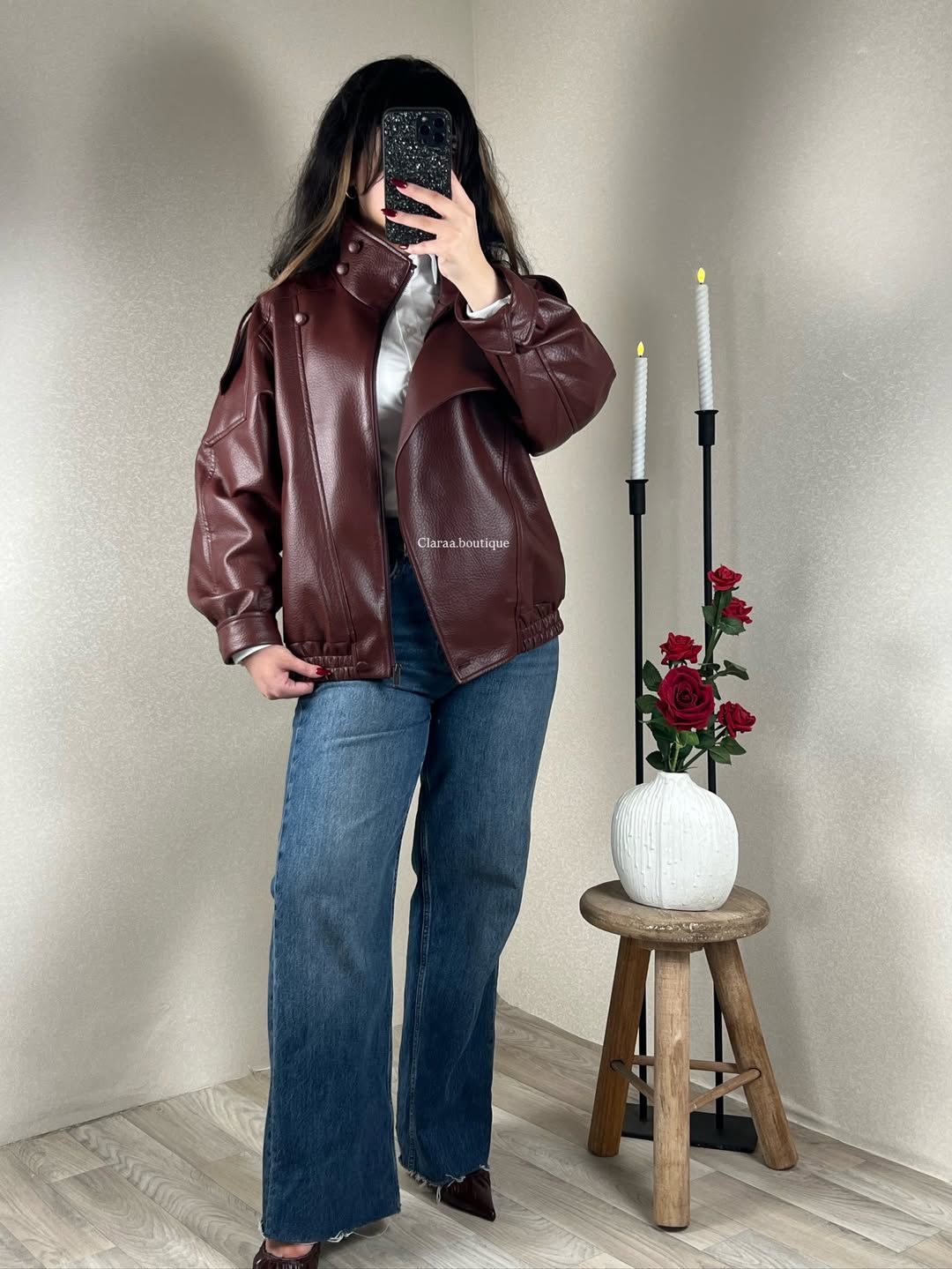 Burgundy leather jacket