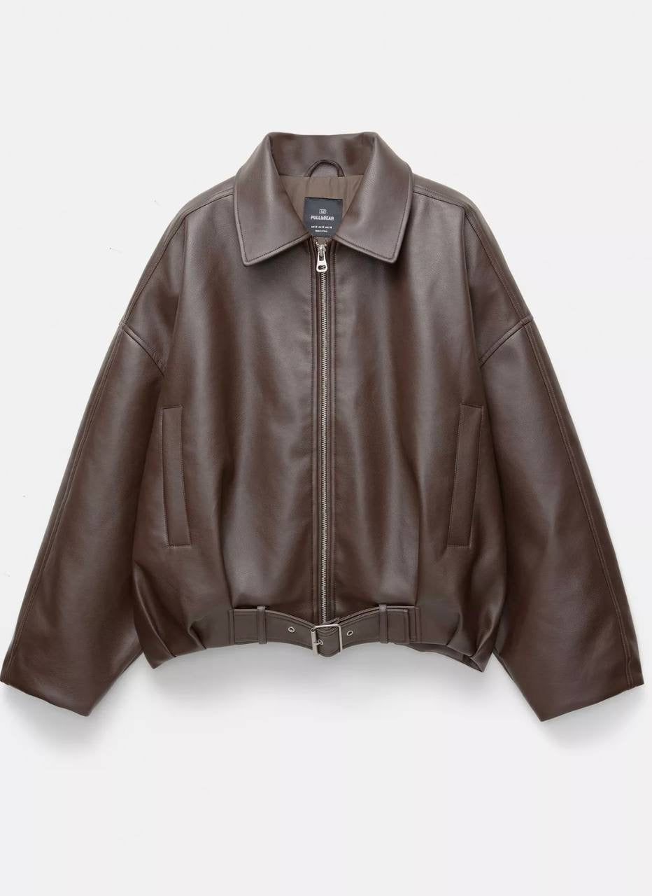 Brown leather jacket one size
