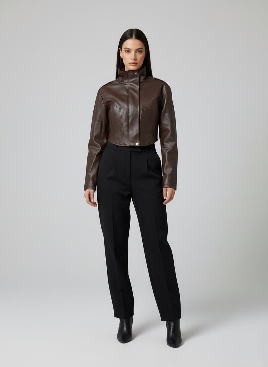 Brown leather jacket