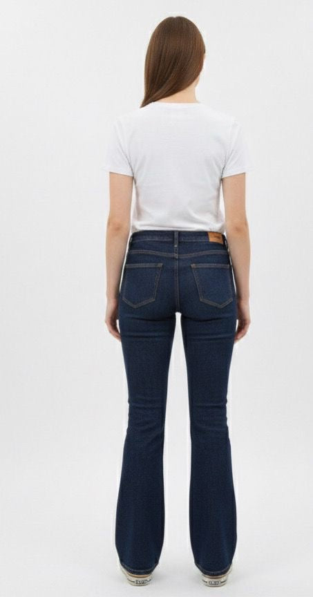 Flare dark blue denim