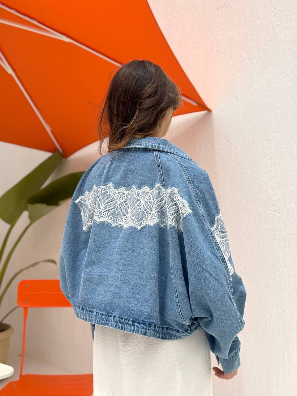 Lace Detail Denim Jacket
