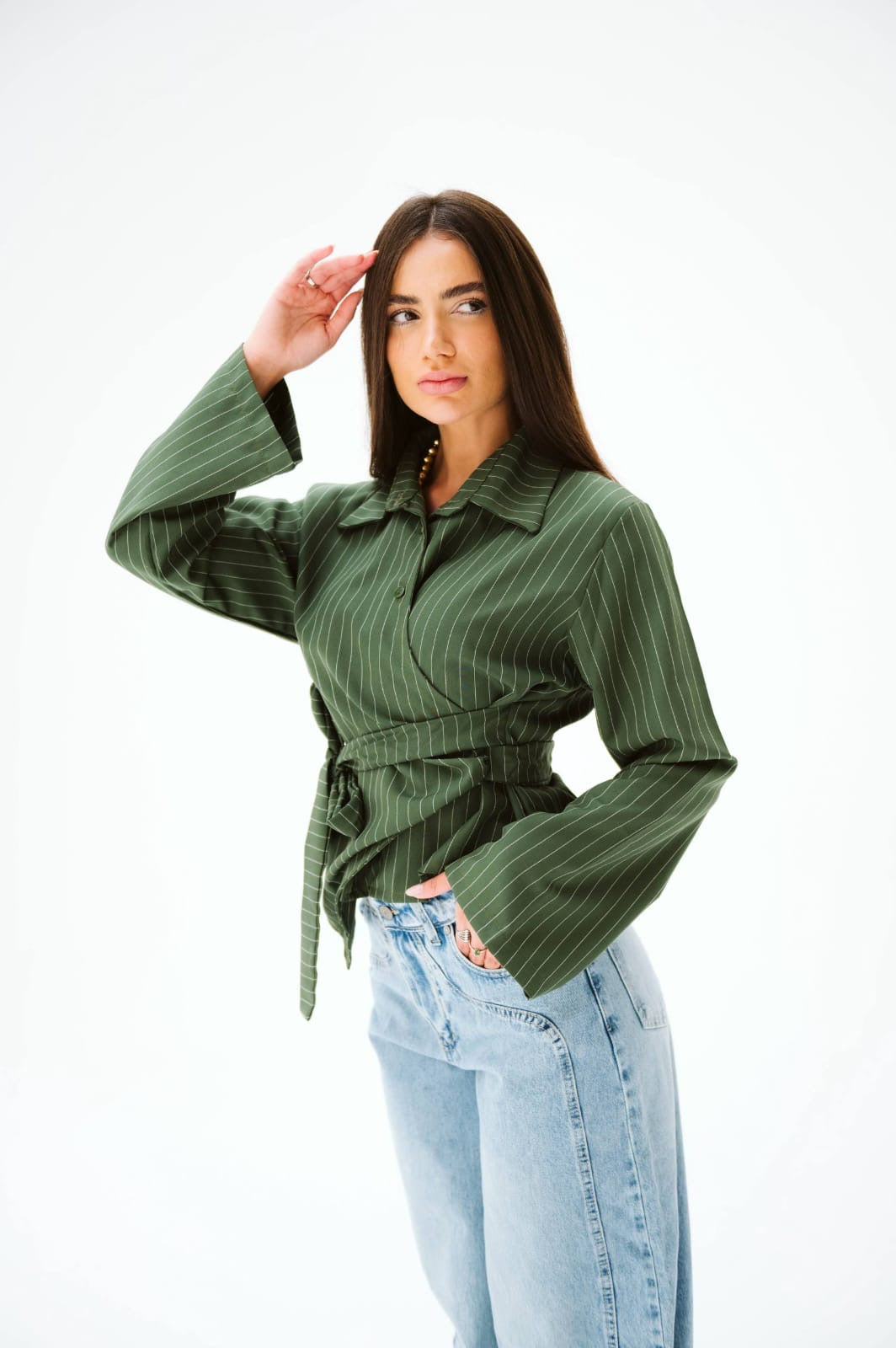 Green buttoned blouse free size