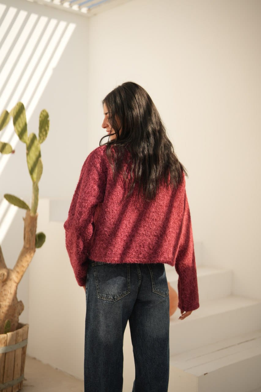 Burgundy wool jacket one size