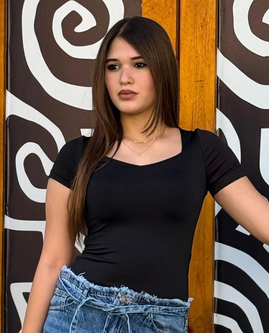 Black Short Sleeve Top