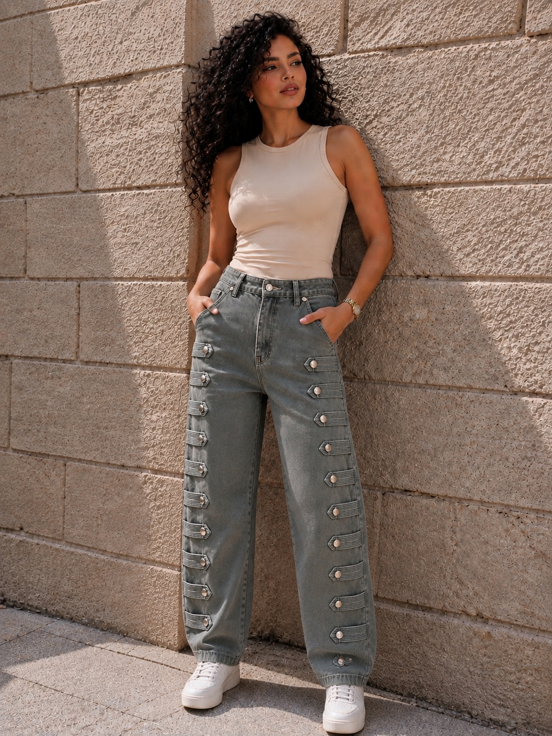 Dirty Blue Urban Strap Balloon Jeans