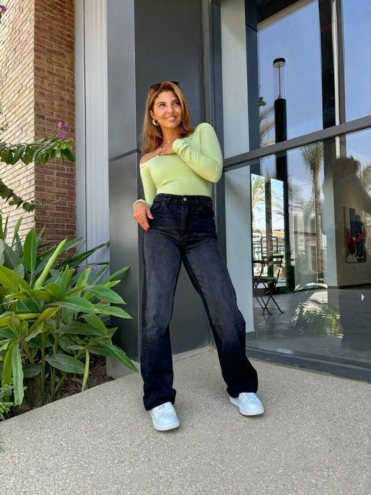 mint green one shoulder basic top