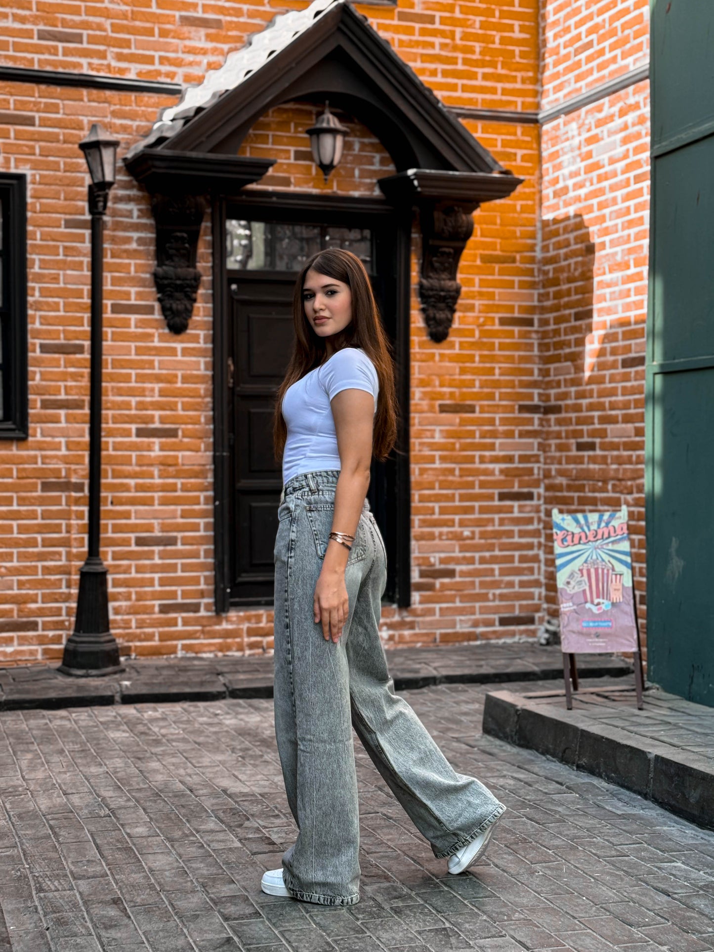 Light Grey Wide Leg Denim