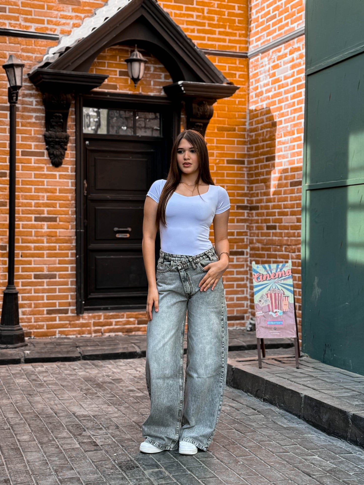 Light Grey Wide Leg Denim