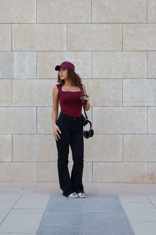 high rise flare fit denim