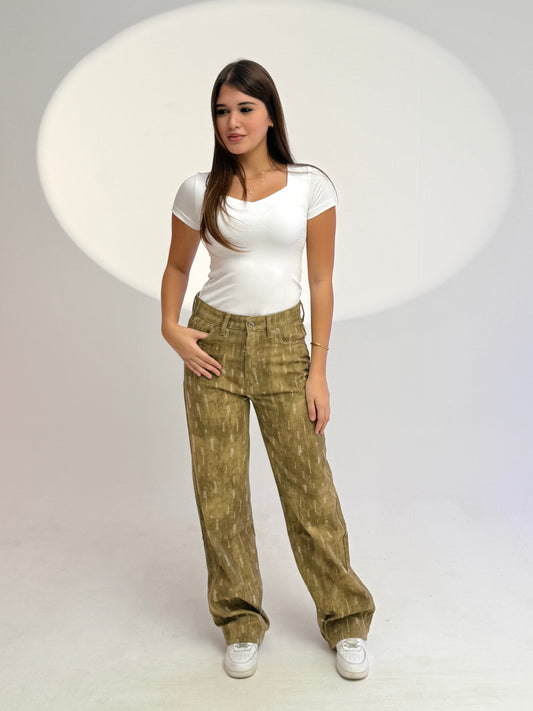 laser cut straight pants