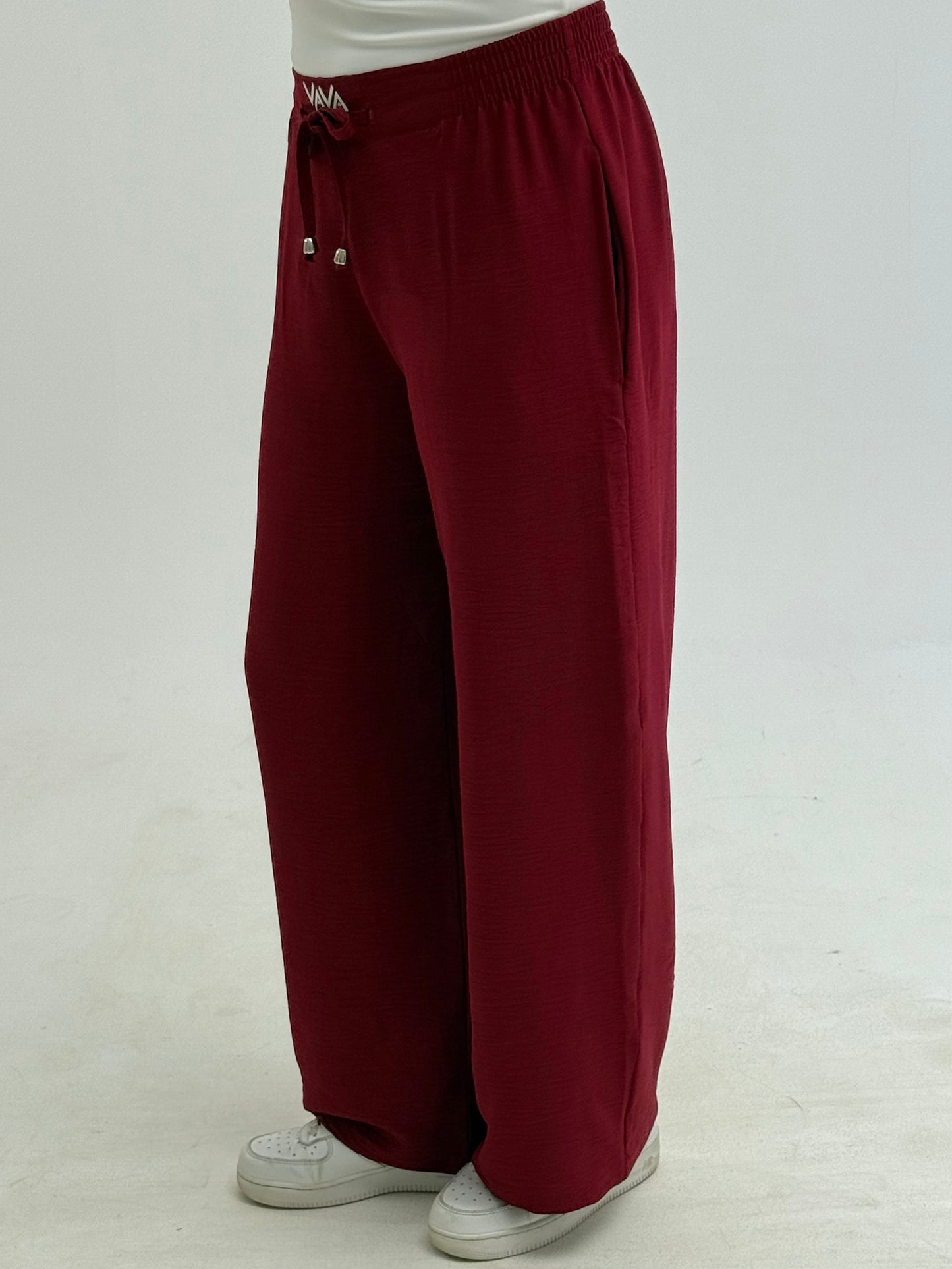 red linen pants