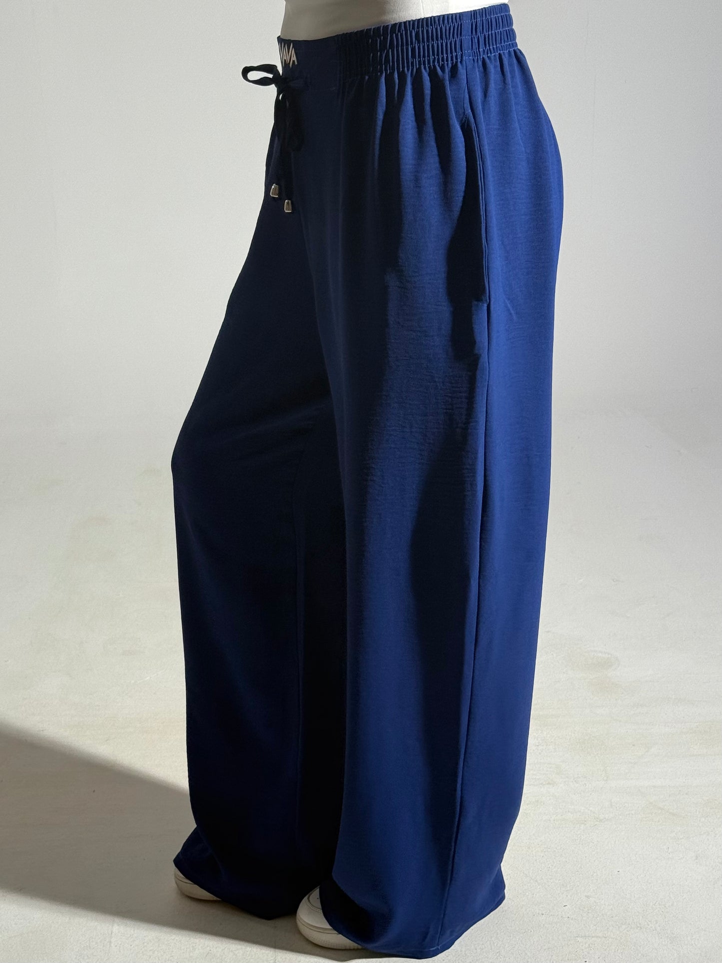 blue linen pants