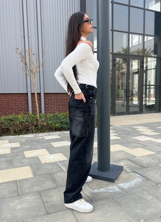 adjustable balloon fit denim