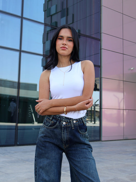 White Normal Cut Basic Top