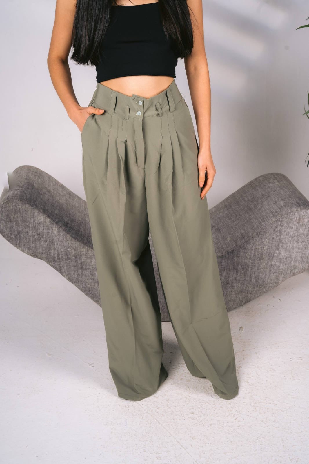 Olive baggy trousers