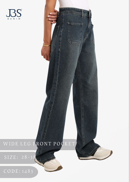 front pocket dirty Wide leg jeans