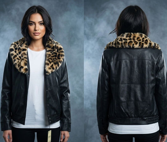 Black natural leather with wool