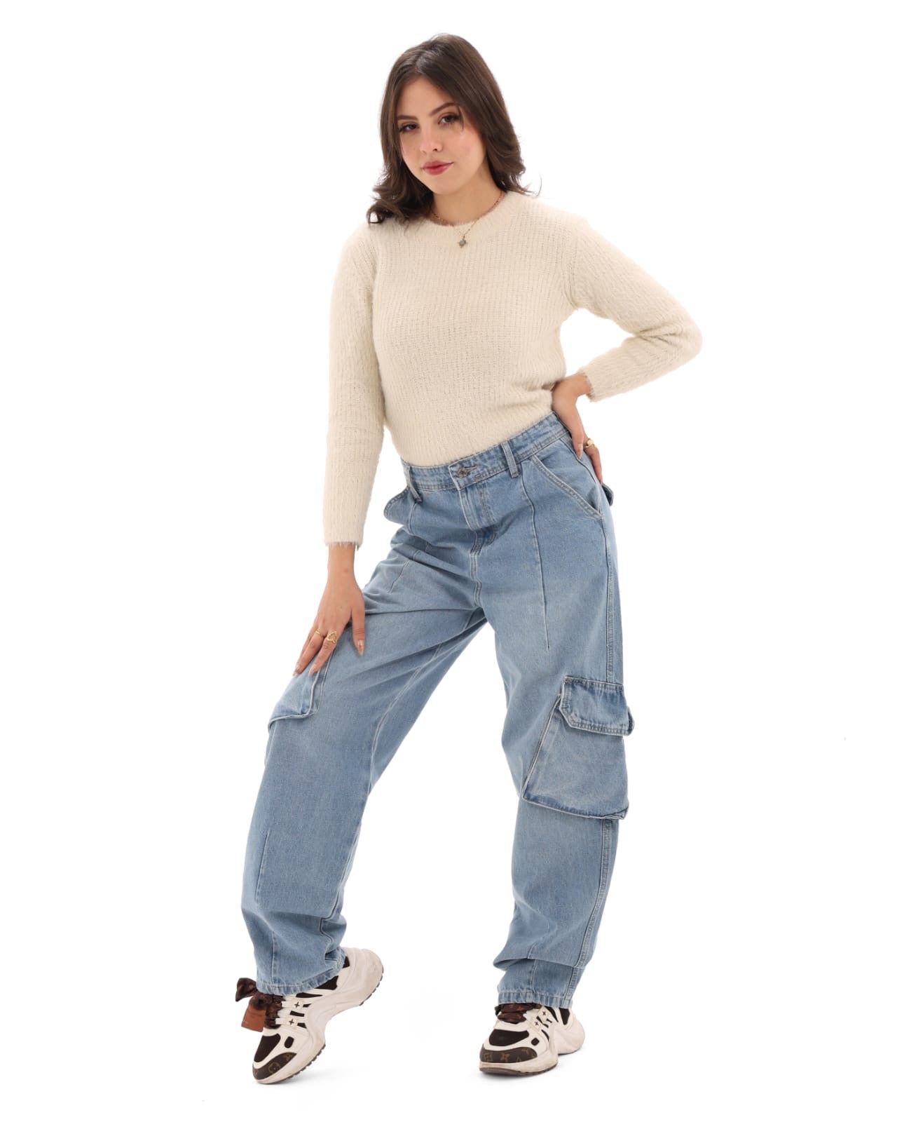 Light blue cargo balloon jeans