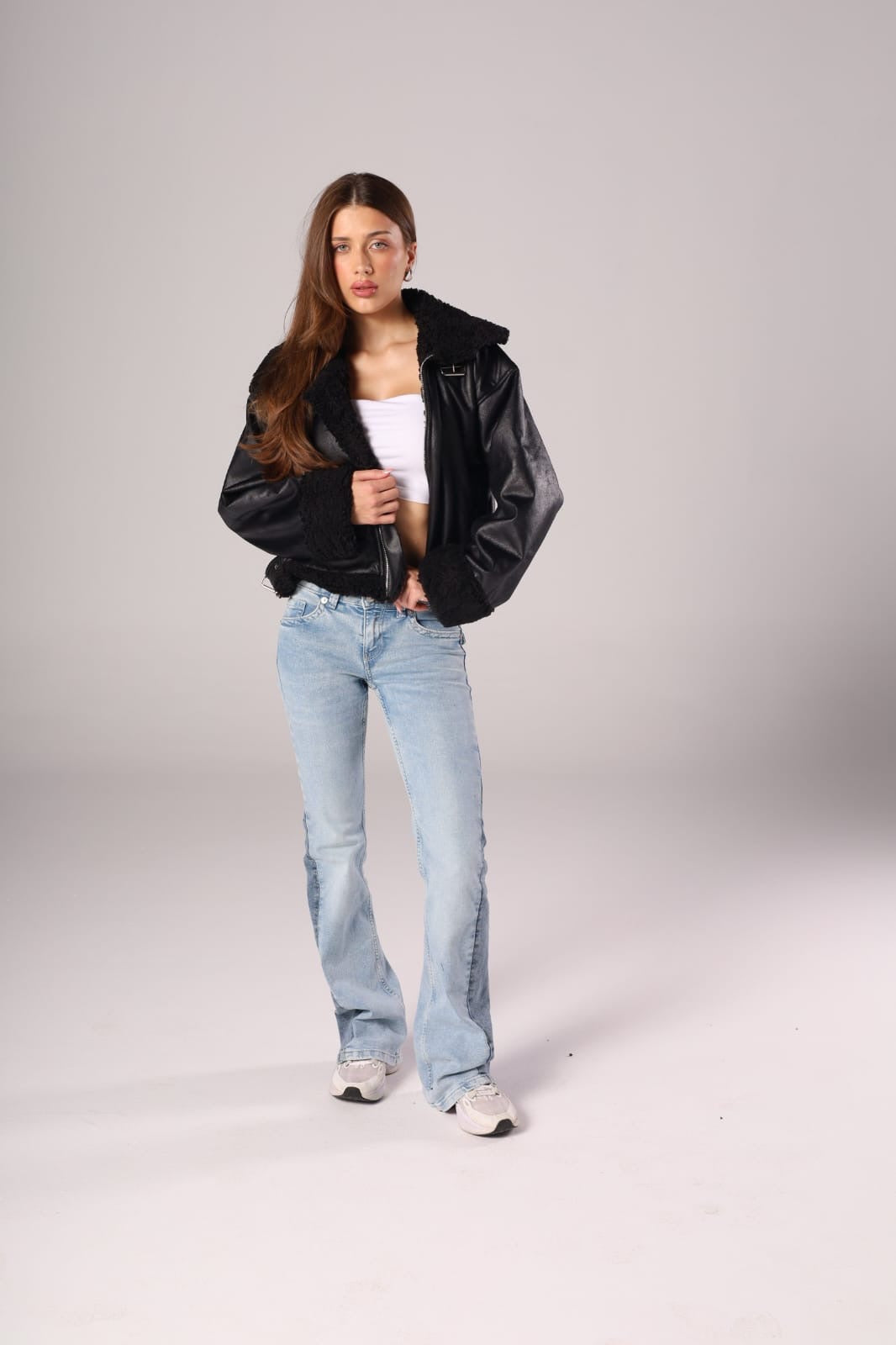 Black Sweden leather jacket one size