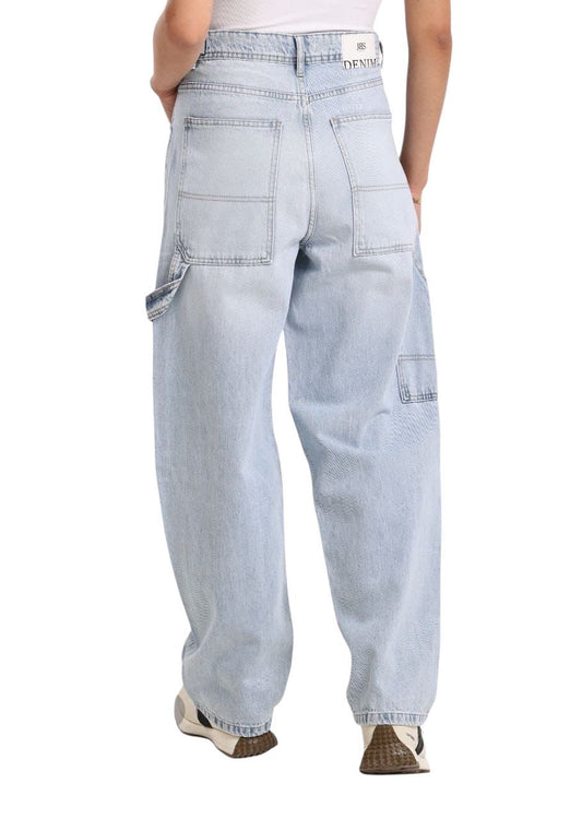 Ice blue balloon pants