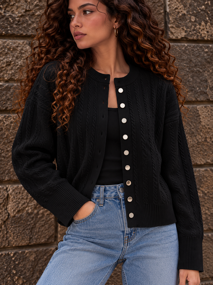 Black cable knite cardigan