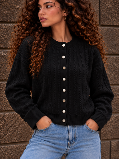 Black cable knite cardigan