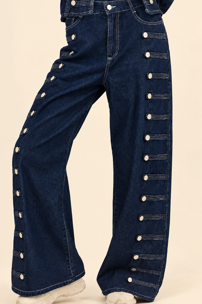 Dark blue Denim Wide-Leg Pants