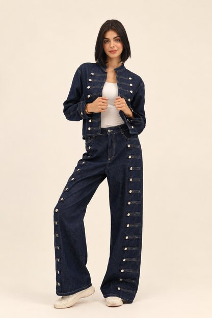 Dark blue Denim Two-Piece Set