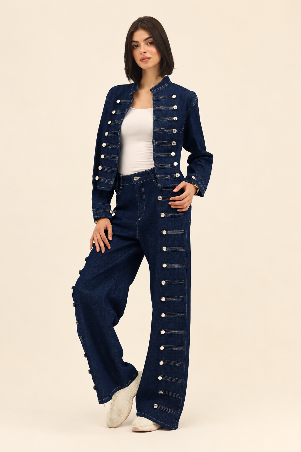 Dark blue Denim Two-Piece Set