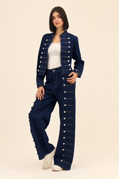 Dark blue Denim Two-Piece Set