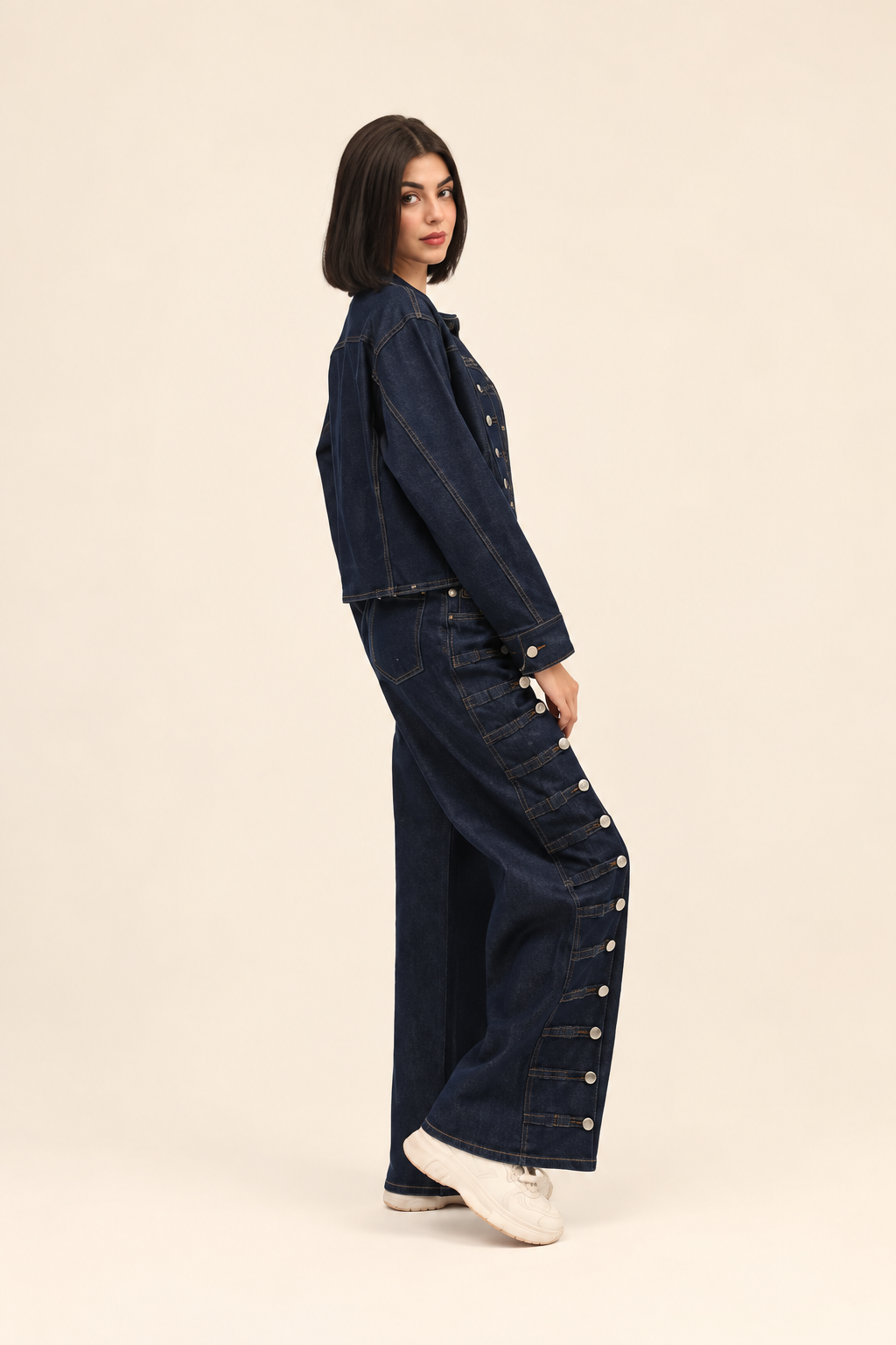 Dark blue Denim Two-Piece Set