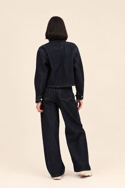 Dark blue Denim Two-Piece Set