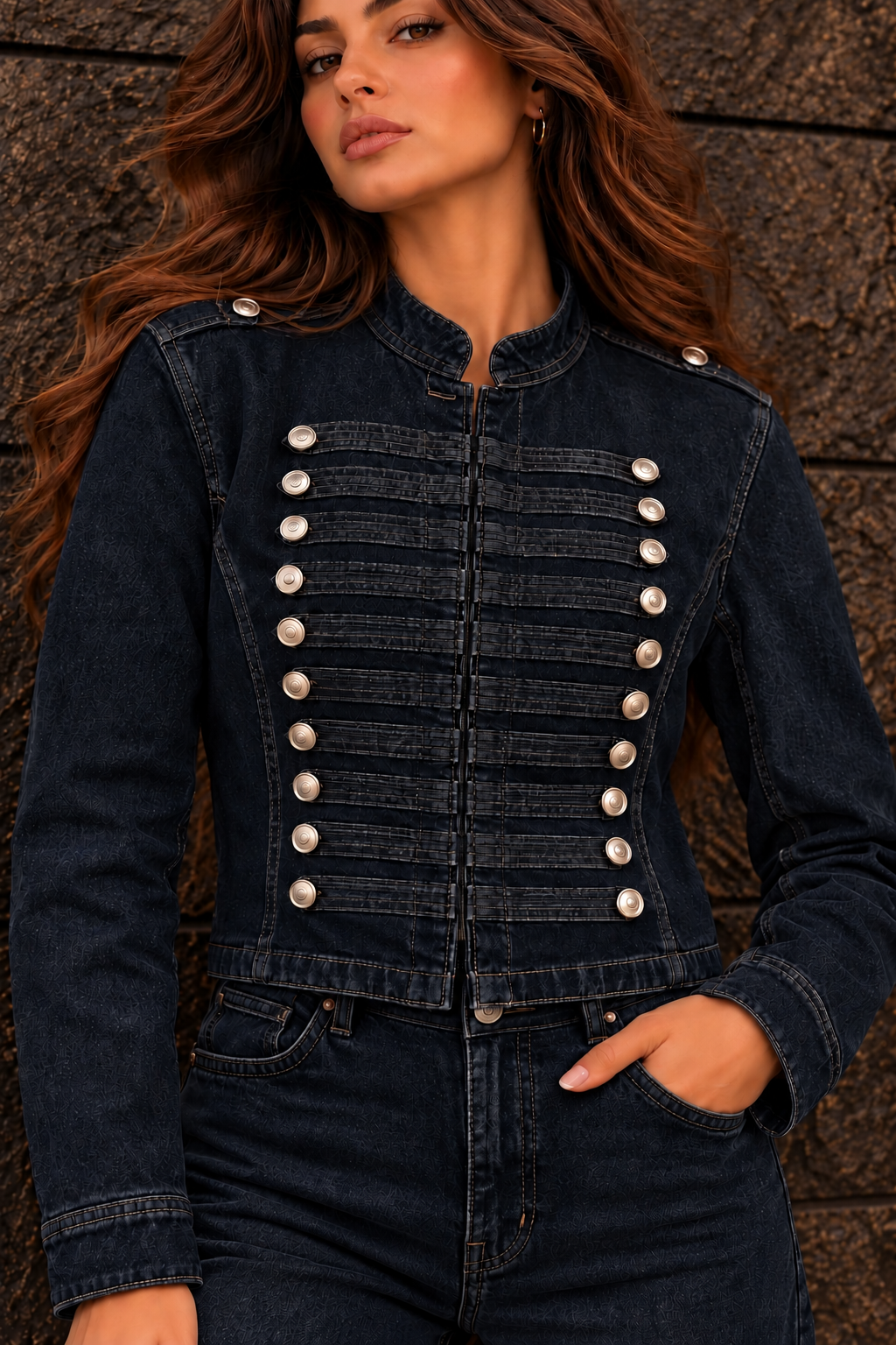 Blue Black Denim Jacket