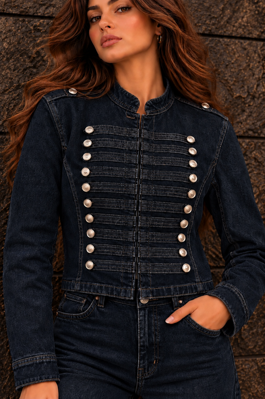 Blue Black Denim Jacket