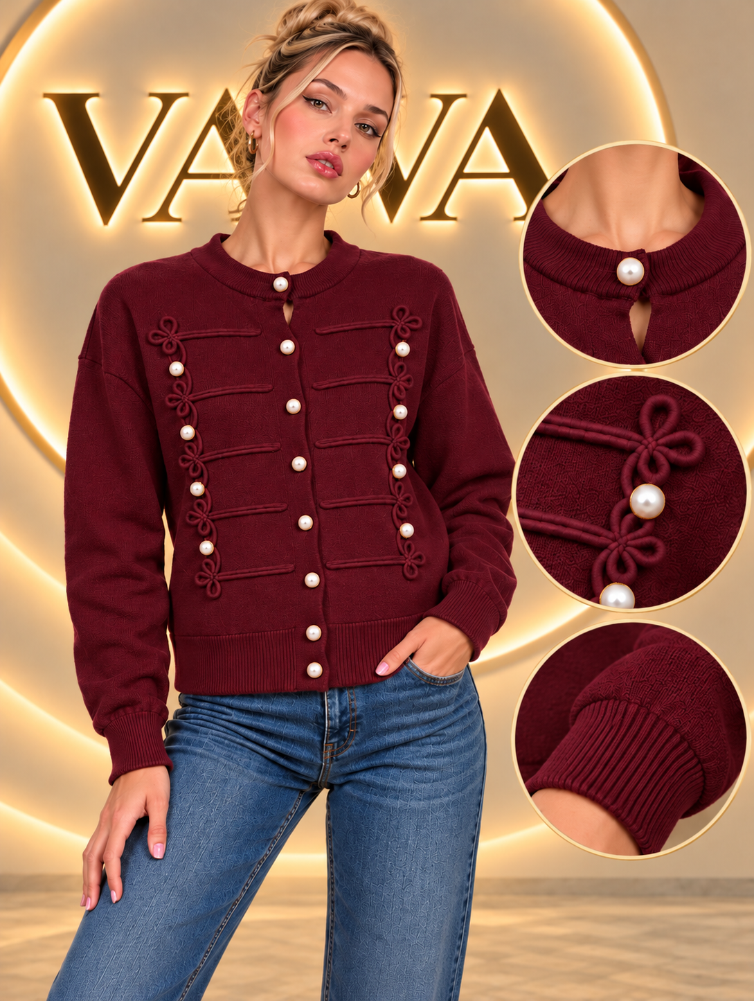 Burgundy Pearl Princess Cardigan