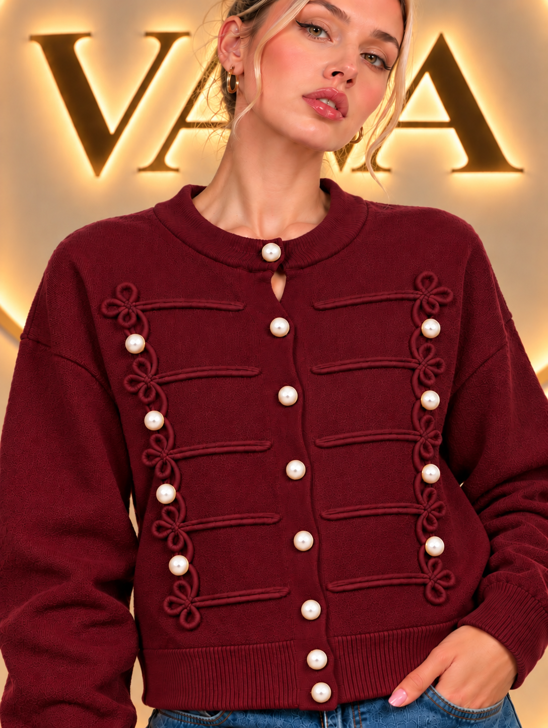 Burgundy Pearl Princess Cardigan