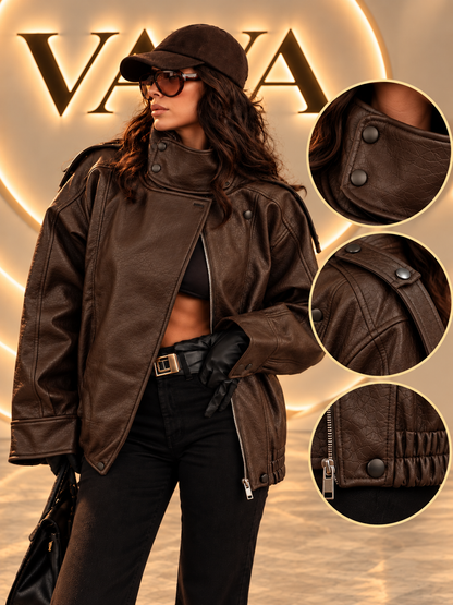 Brown Croc Leather Jacket