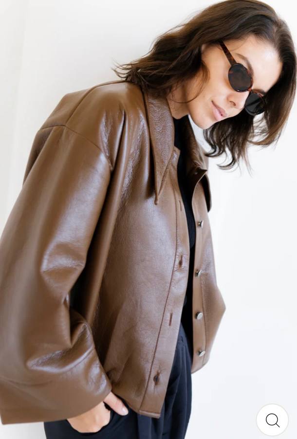 Brown leather jacket one size